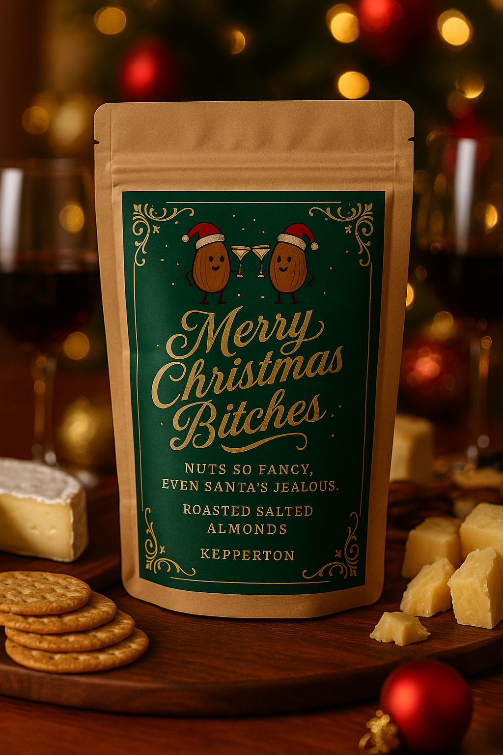 Merry Christmas Bitches Gourmet Roasted Almonds Funny Holiday Gift Kepperton detailed image 3