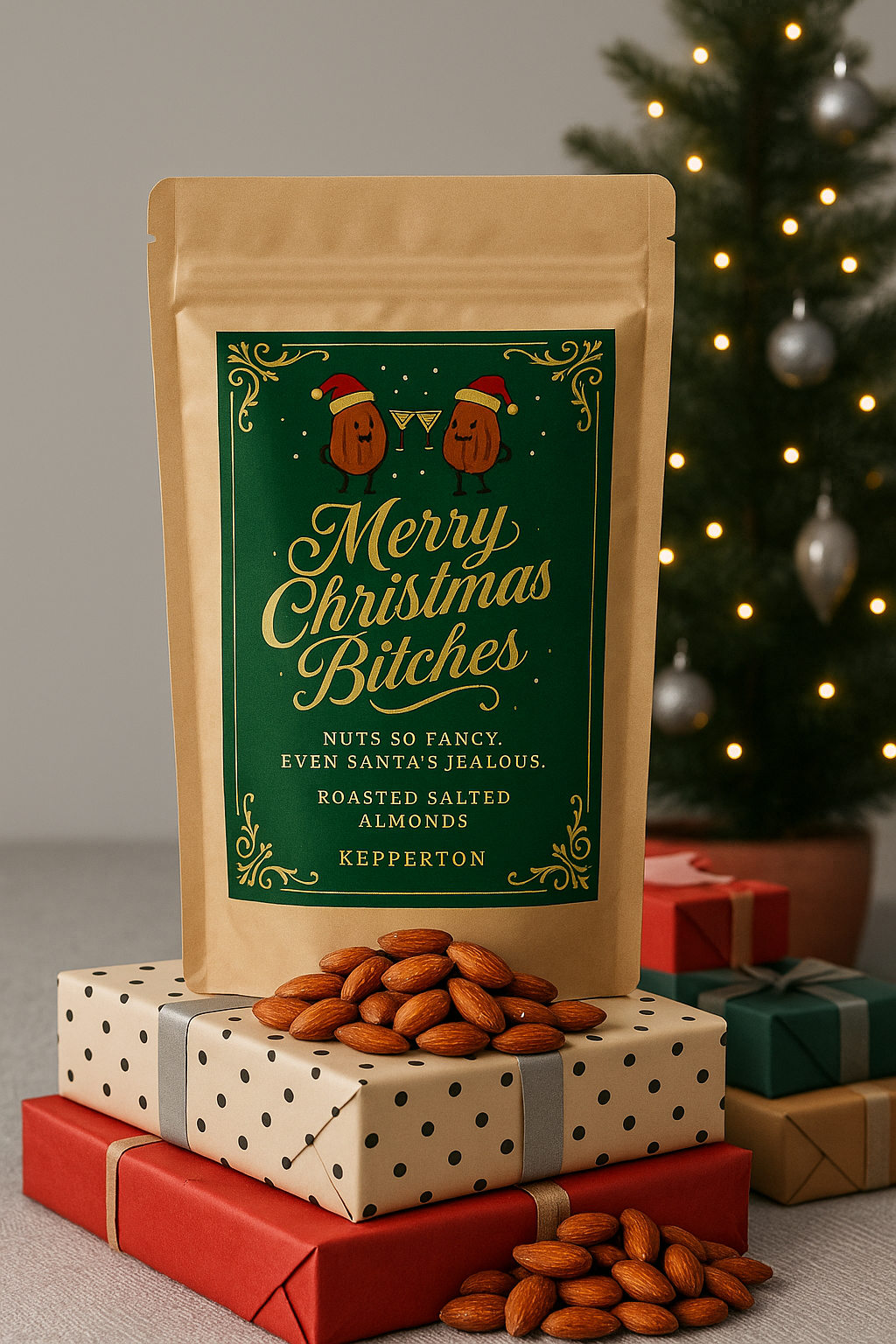 Merry Christmas Bitches Gourmet Roasted Almonds Funny Holiday Gift Kepperton detailed image 4